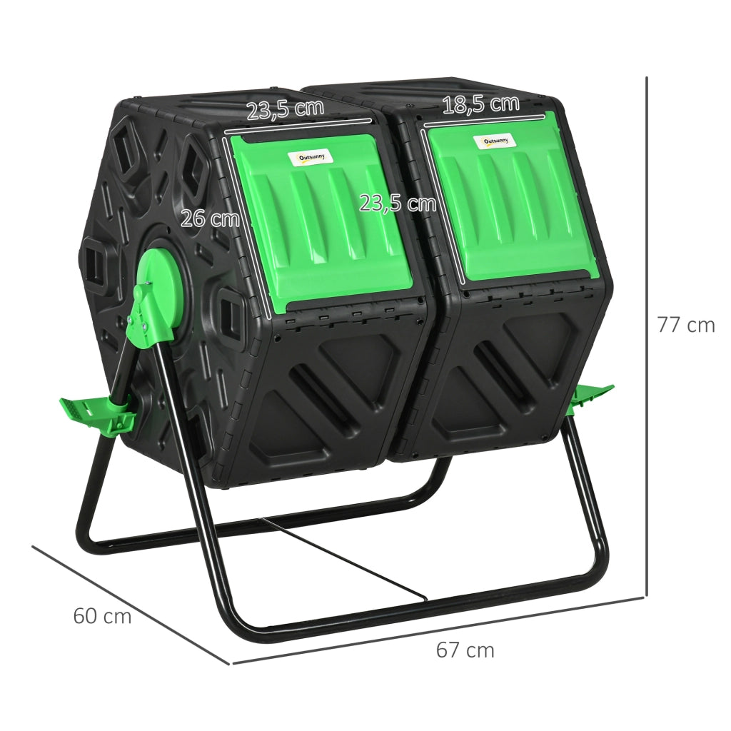 Compostiera Giardino Rotante 360¡ã ¨C zephmum ¨C Nero 130L 67x60x77 cm