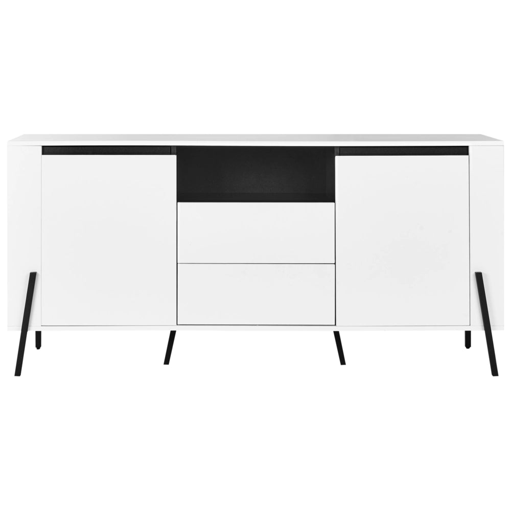 Credenza in legno massiccio bianco 3 cassetti gambe in metallo design moderno