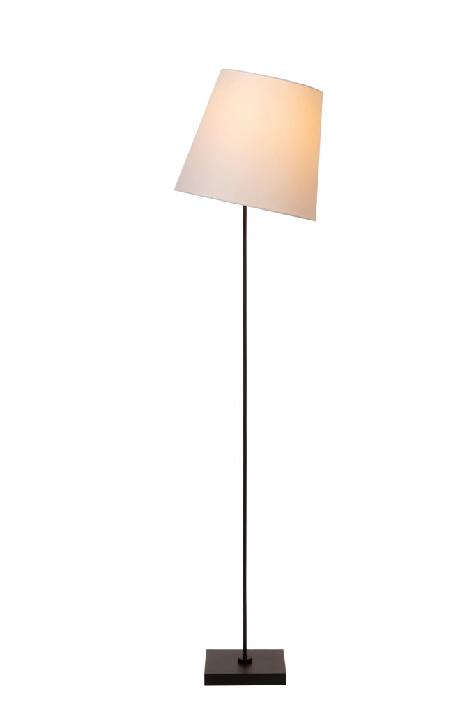 Lampada da terra classica nera paralume bianco 150cm E27 Lucide