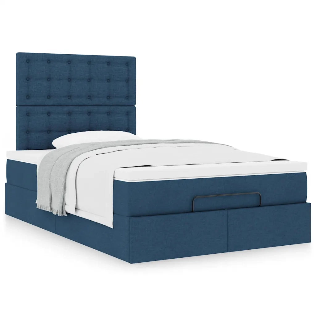 Struttura Letto Pouf con Materasso Blu 120x190 cm in Tessuto 3313312