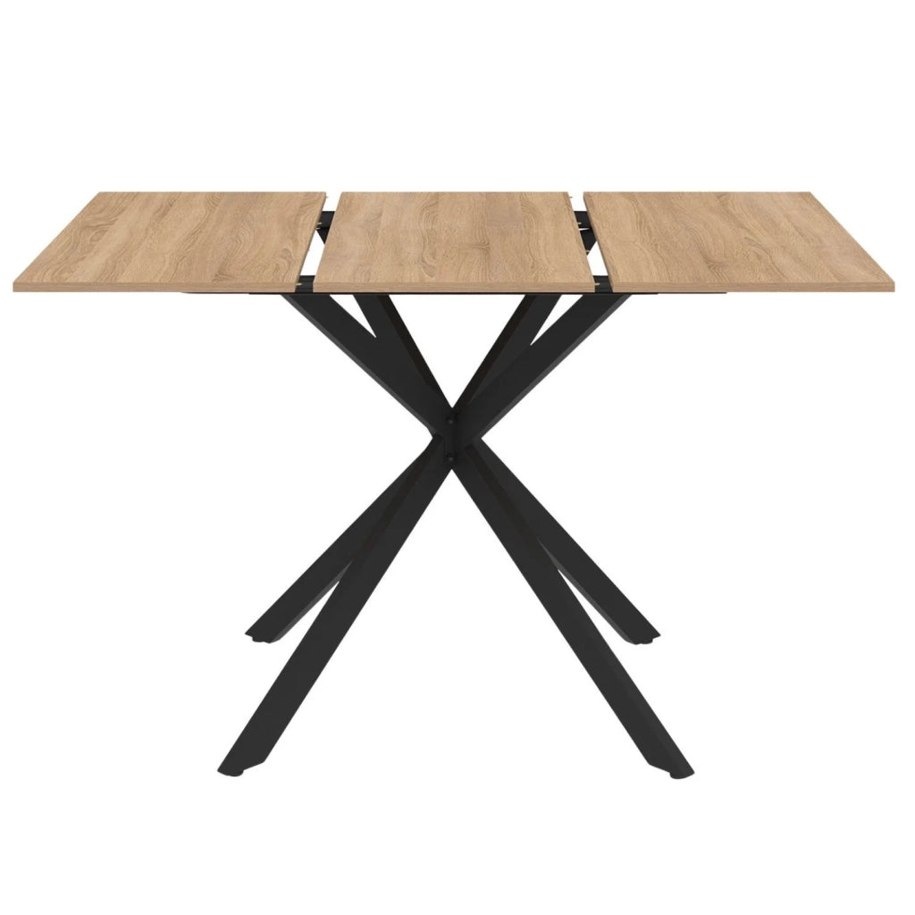 IDMarket - ALIX Tavolo da pranzo quadrato allungabile per 4-6 persone con gamba in legno e ragno nero 80-120 cm