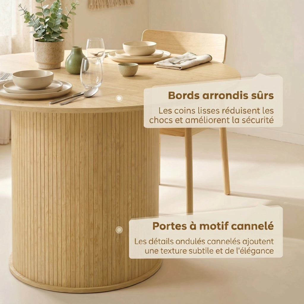 Tavolo da pranzo rotondo allungabile per 4-6 persone ¨C Minimal ¨C legno naturale 120x75