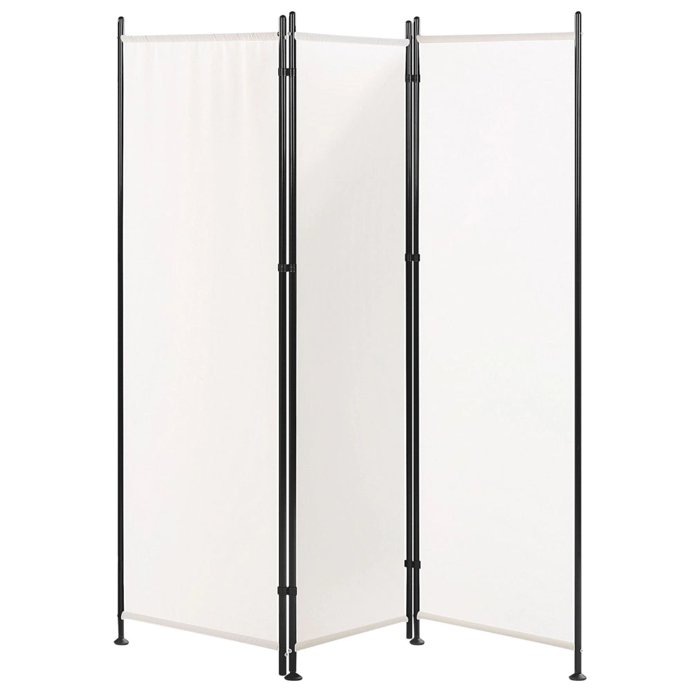 Divisorio Bianco Poliestere Nero Struttura In Acciaio 3 Pannelli Divisorio Schermo Decorativo