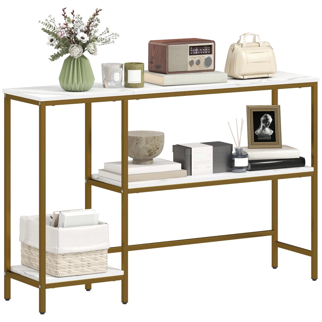 Tavolo console 3 livelli ¨C zephmum ¨C bianco dorato 120 cm