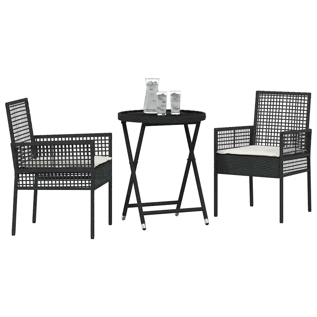 Set Bistro da Giardino 3 pcs Nero polyrattan 3334962