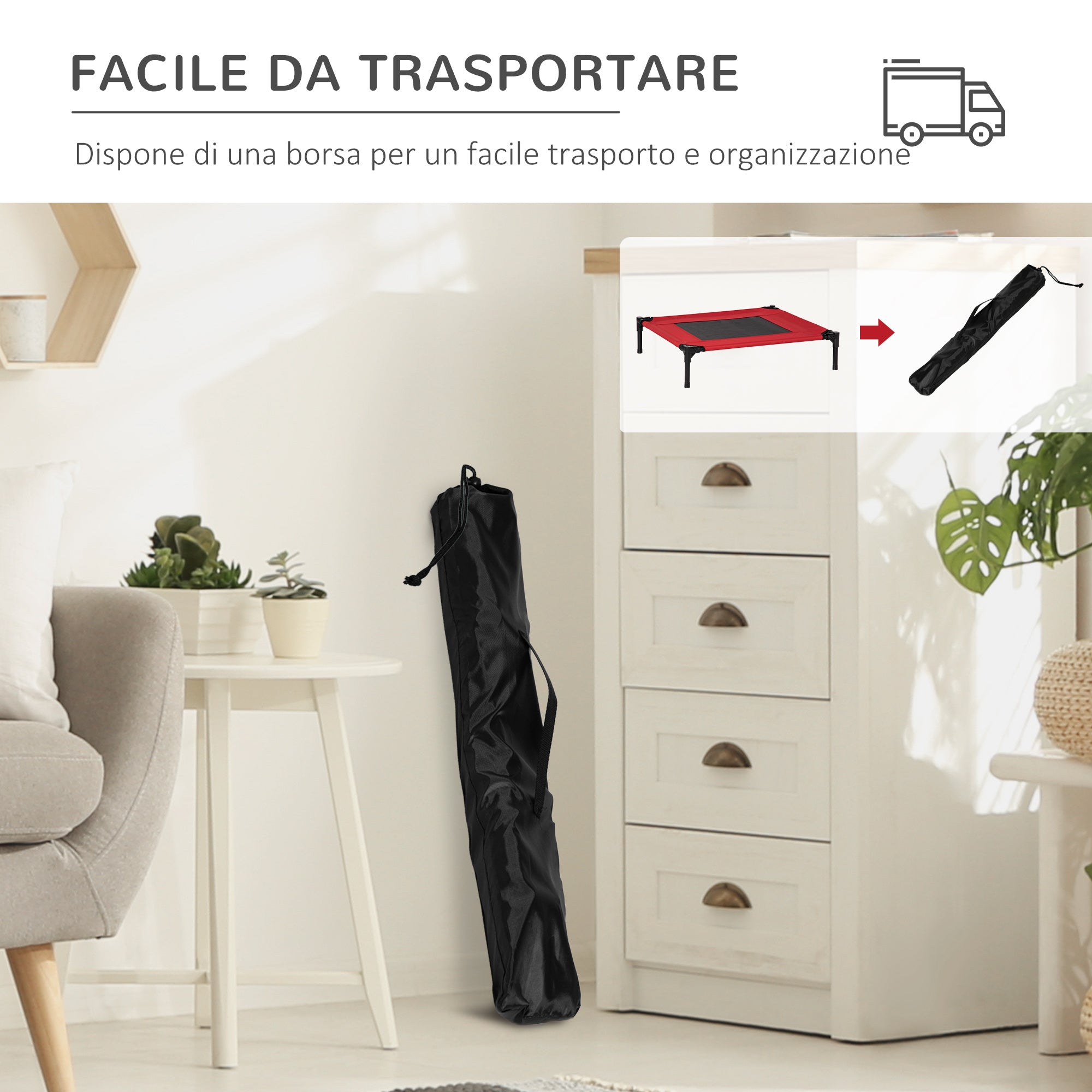 Brandina per Cani e Gatti 76x61x18 cm in Tessuto Oxford Rosso