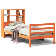 Letto singolo | Letto per adulti | Letto Libreria senza Materasso Marrone Cera 75x190 cm Legno