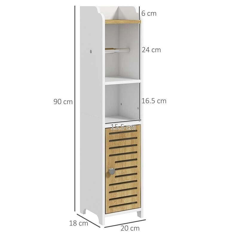 MOBILETTO BAGNO SALVASPAZIO IN TRUCIOLATO CON RIPIANI E ARMADIETTO INFERIORE, 18X20X90 CM, BIANCO