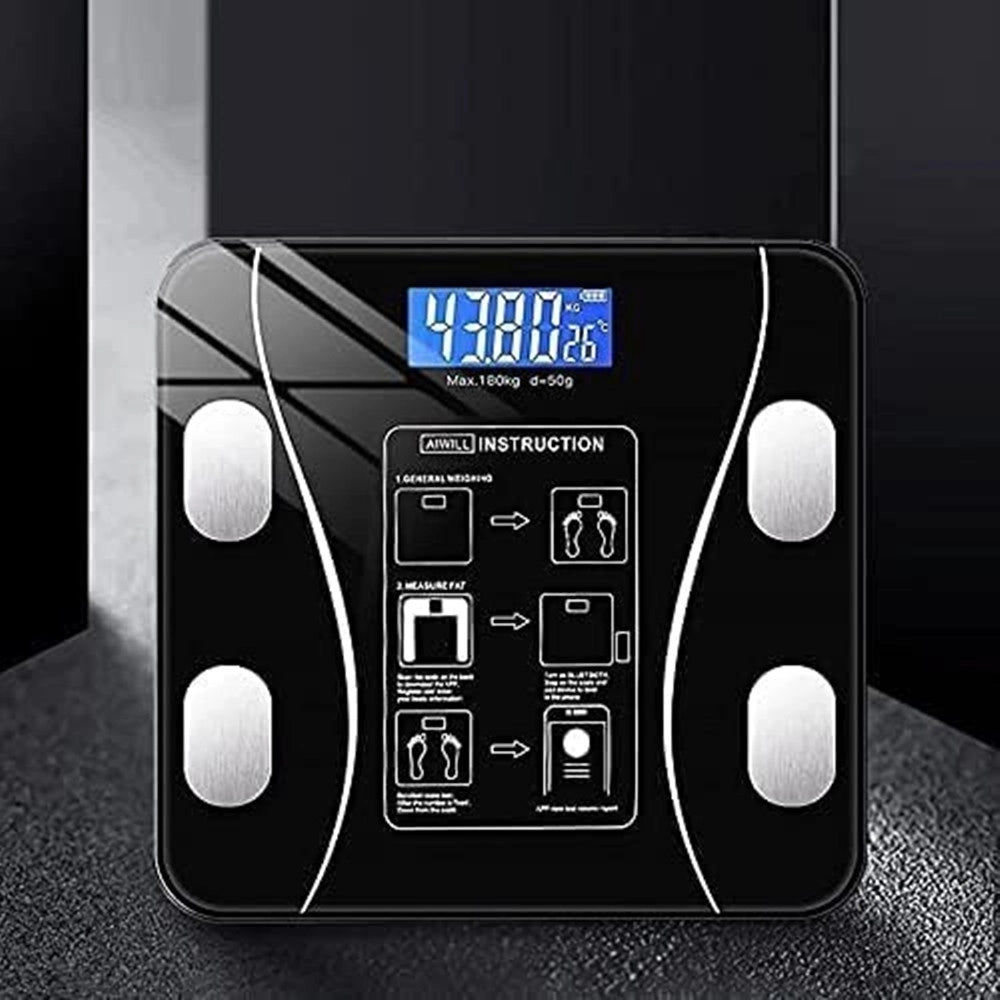 Trade Shop - Bilancia Pesapersone Professionale Nera Impedenziometrica Bluetooth Digitale Con App -