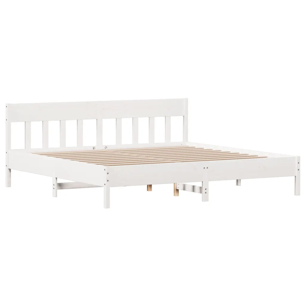 Letto matrimoniale | Letto per adulti | Giroletto senza Materasso Bianco 200x200 cm Legno Massello Pino