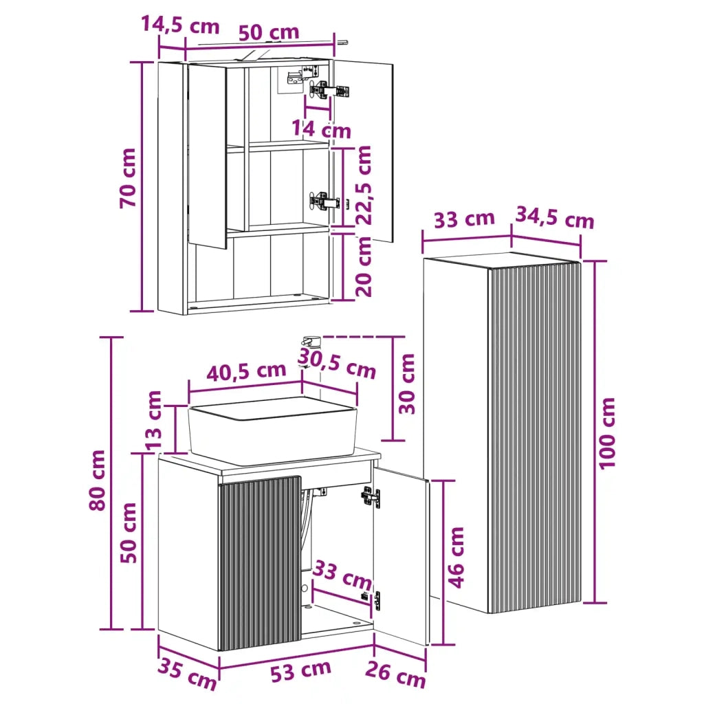 Set di mobili per il bagno 4 pcs Bianco 3407439
