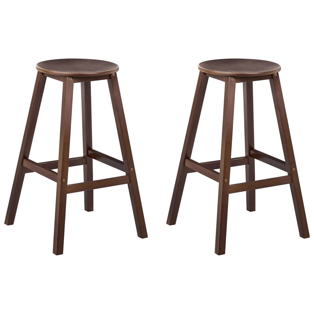 Set di 2 sgabelli da bar in legno di bambù marrone scuro, stile classico, per cucina e sala da pranzo