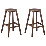 Set di 2 sgabelli da bar in legno di bambù marrone scuro, stile classico, per cucina e sala da pranzo