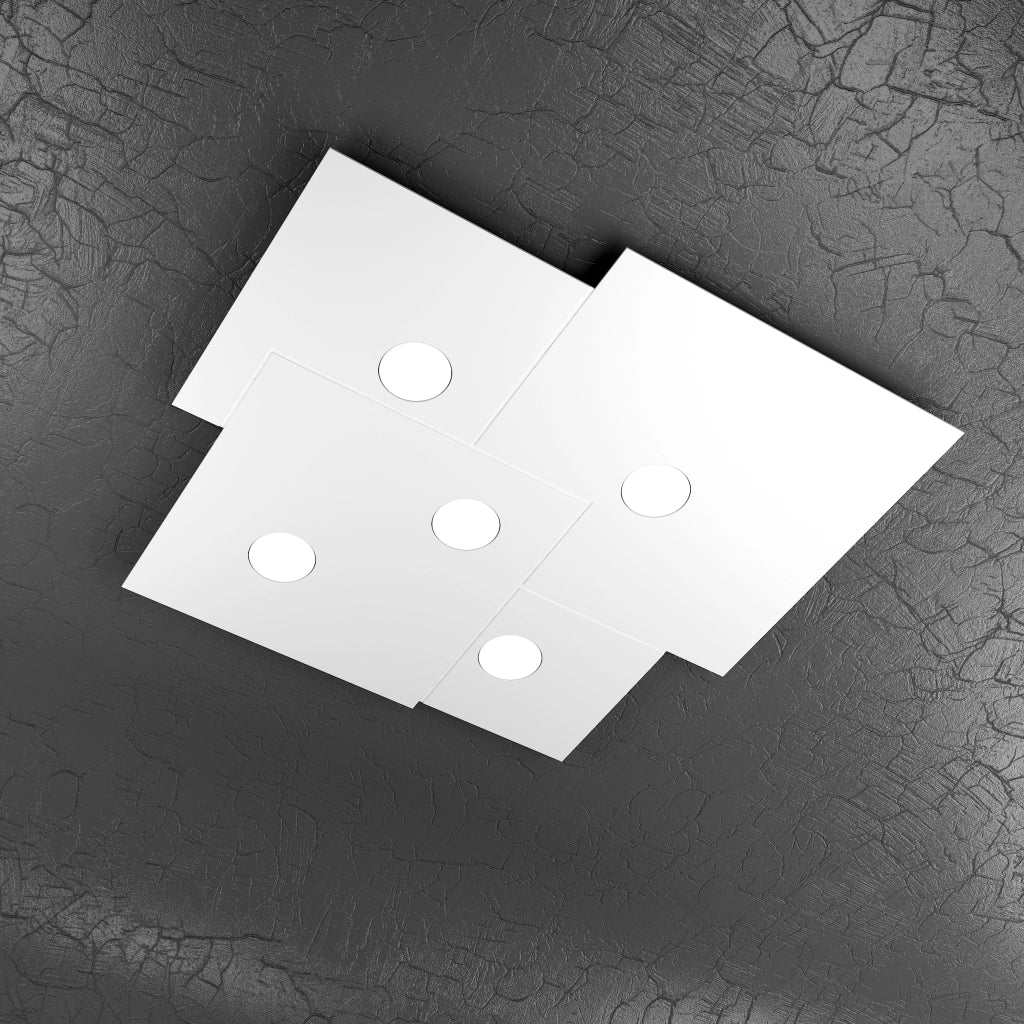 Toplight Plafoniera da soffitto quadrata 5 luci Plate con attacco GX53, struttura colore bianco, design moderno 73x67x3cm