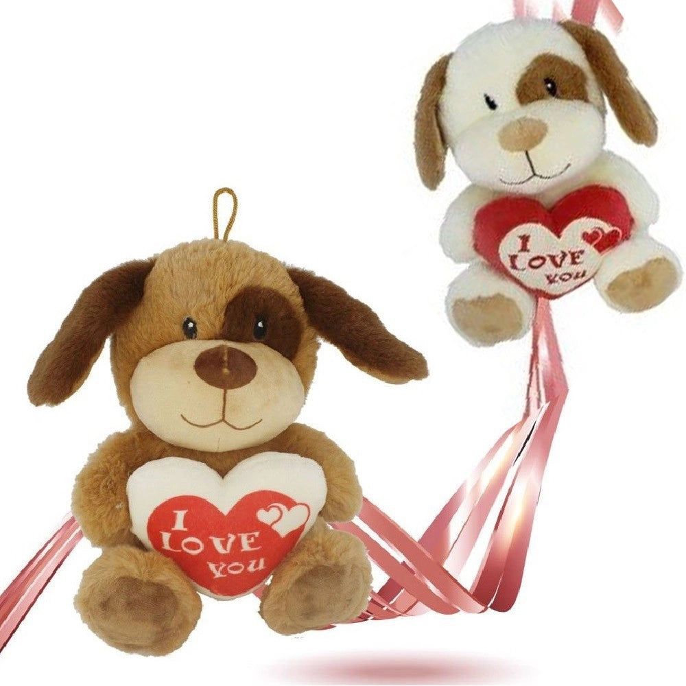 Trade Shop - Cane Peluche Con Cuore Scritta "i Love You" 22cm Con Laccio San Valentino 93697 -