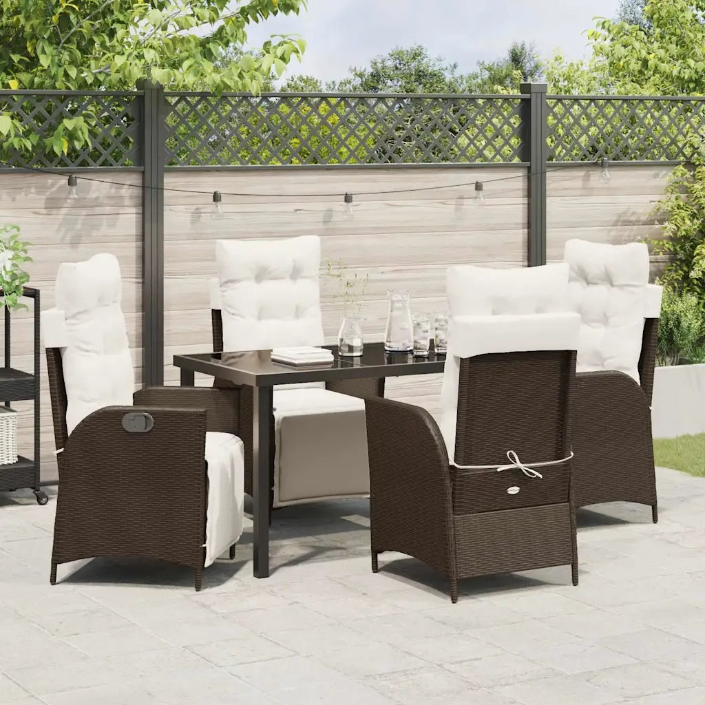 Set da Pranzo per Giardino con cuscino 5 pcs Marrone polyrattan 3380542
