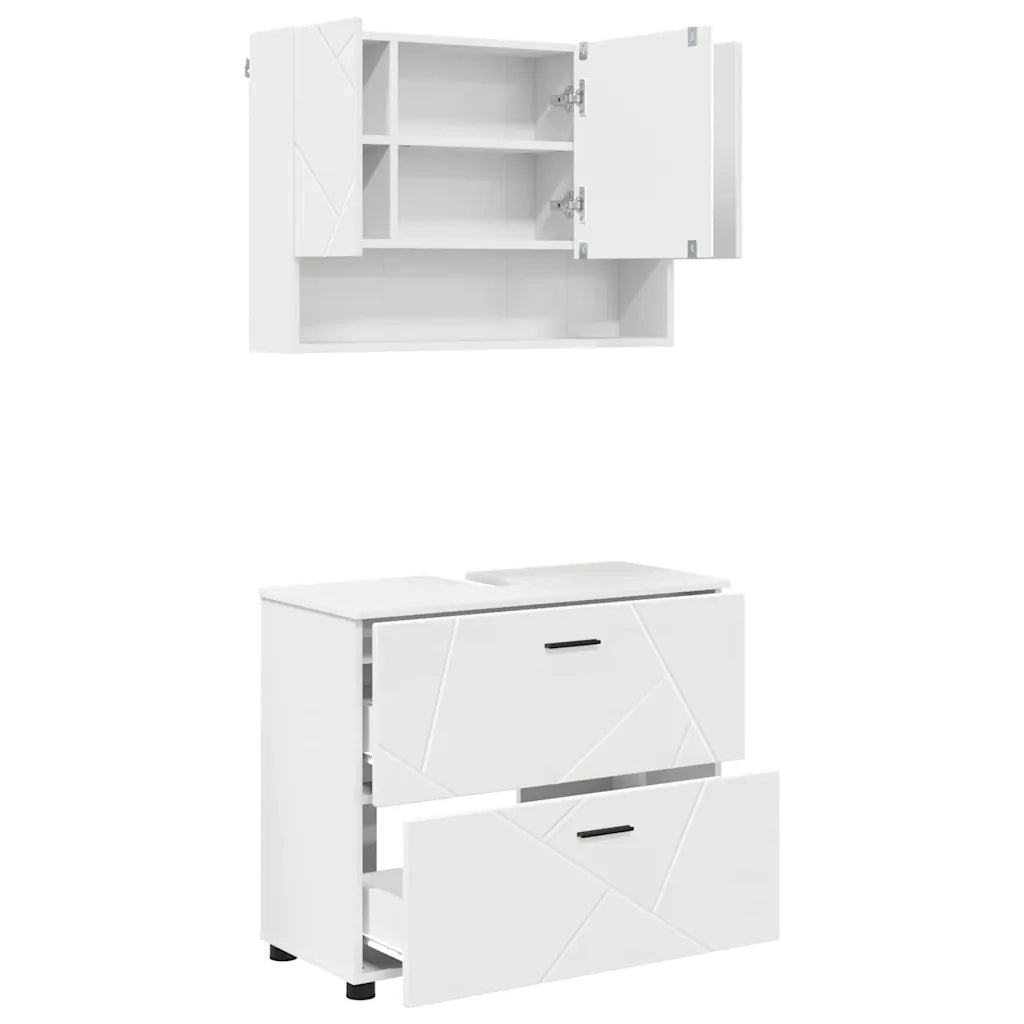 Set di mobili per il bagno con cassetto con porta 2 pcs Bianco 3393013