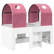 Letto singolo | Letto per adulti | Letto con Tunnel 4 pcs Bianco e Rosa Legno ingegnerizzato