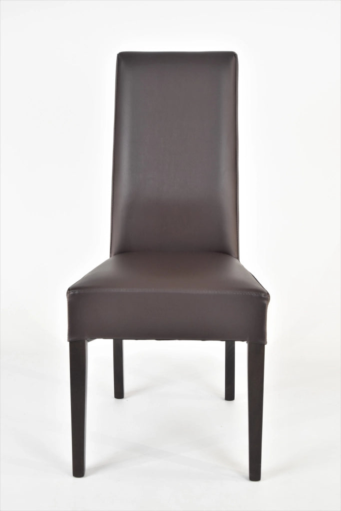 Set 4 sedie Luisa Tommychairs in faggio color wengé, seduta e schienale rivestiti in pelle artificiale color moka