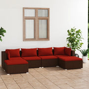 Set Divani da Giardino 6 pz con Cuscini in Polyrattan Marrone cod mxl 38942