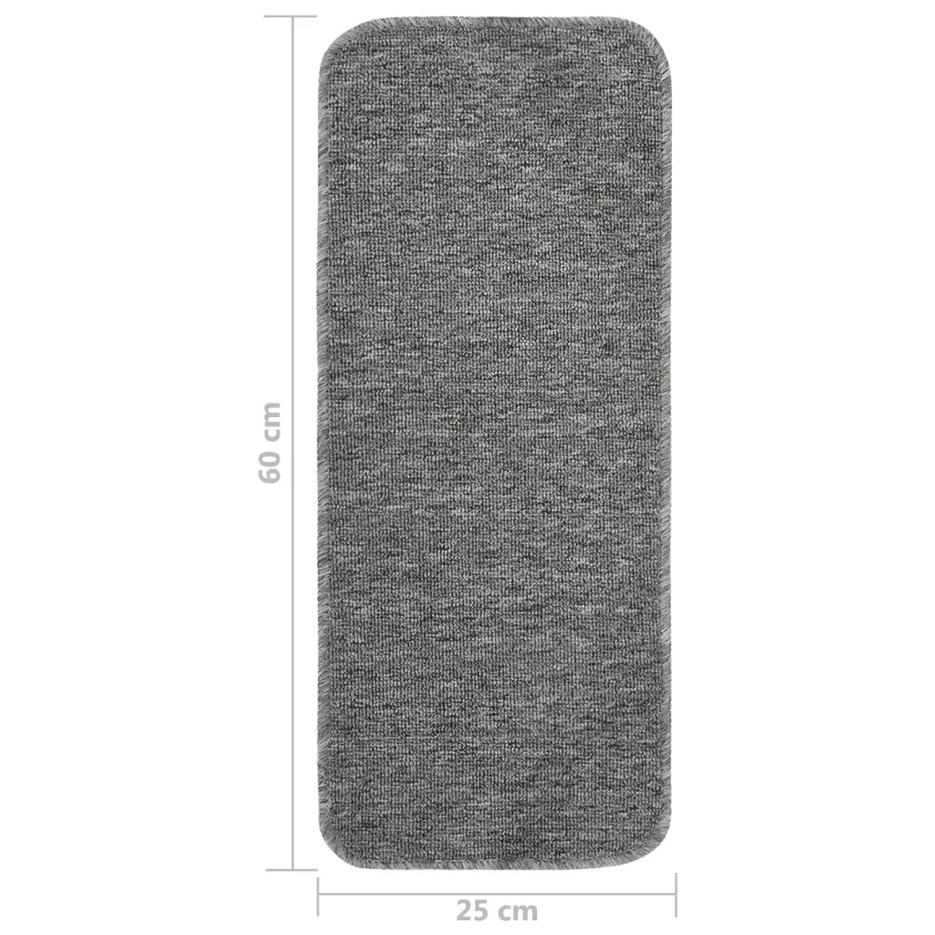 Tappetini Scale 15 pz | Gradini per Scale 60x25 cm Grigi Antiscivolo Rettangolari
