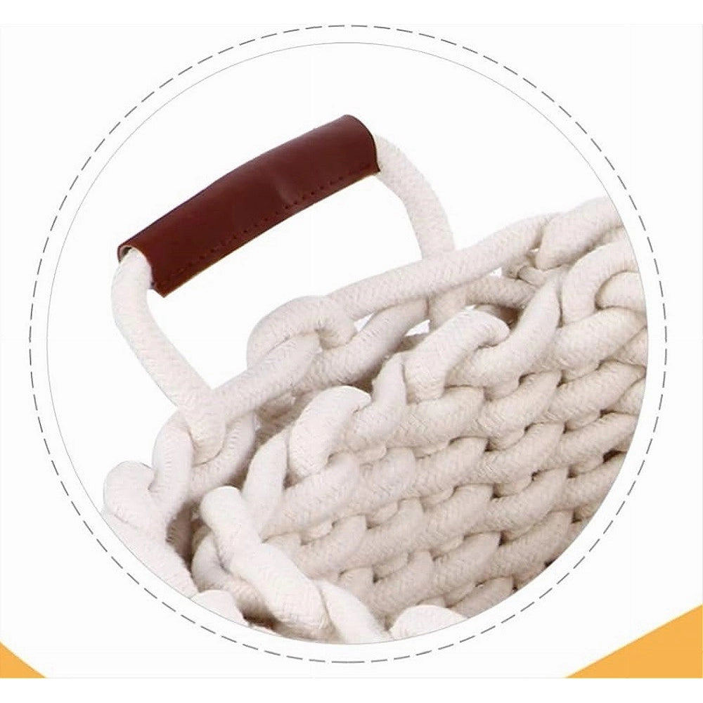 Trade Shop - Set 3 Cestini Intrecciati In Corda Cesto Portaoggetti Organizza Decora Casa 10634 -