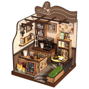 Mathv book nook coffee and home, kit fai da te in legno, 213 pezzi, illuminabile, con istruzioni, eta' 14+