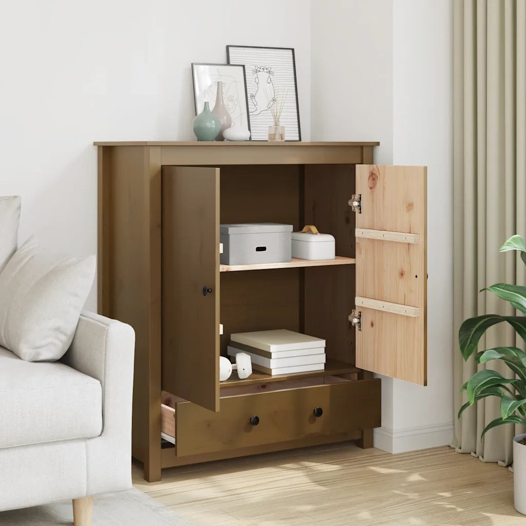 Credenza Marrone Ambra 83x41,5x100 cm in Legno Massello di Pino