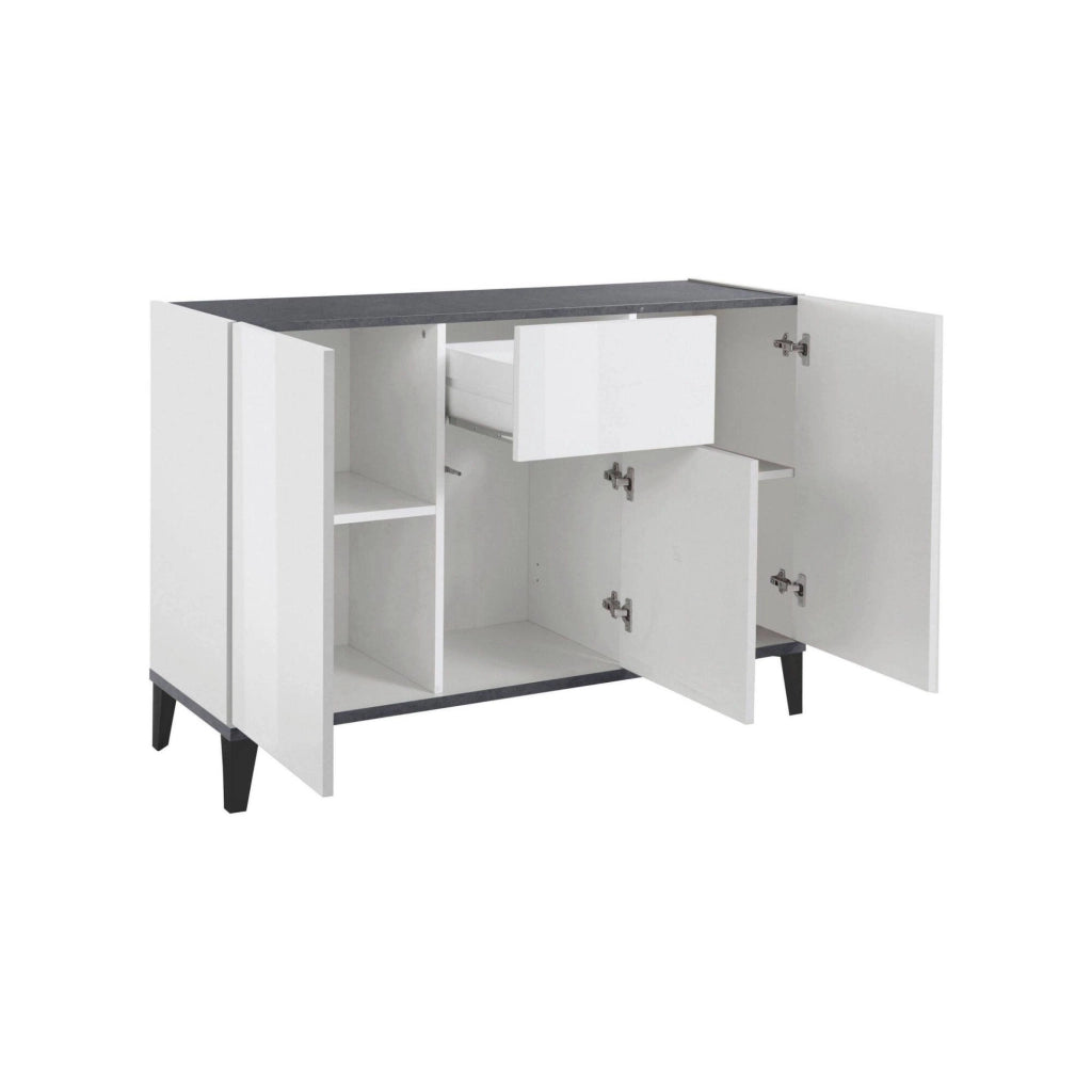 Madia Albatross, Credenza 2 Ripiani Made in Italy, 120x40x82h cm Bianco Lucido