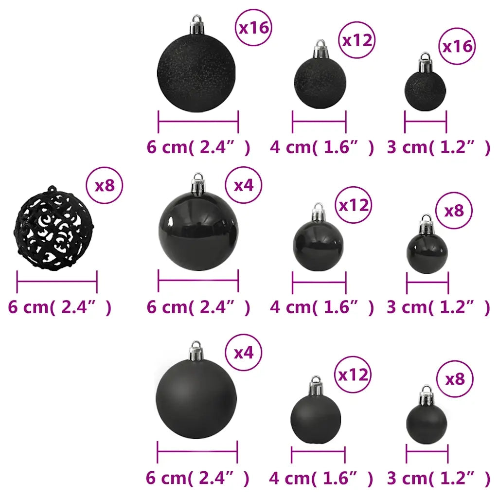 Set Palline di Natale 100 pz Nero CFW1931315