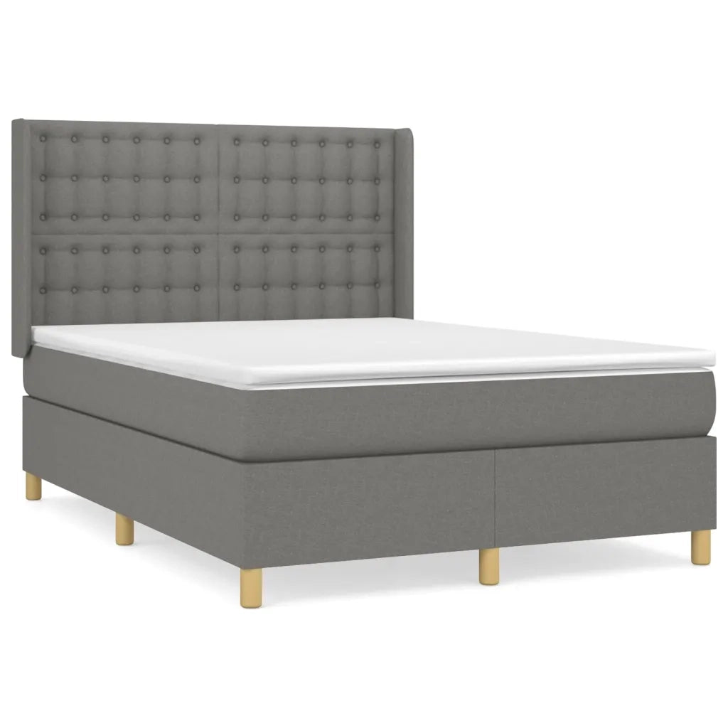 Giroletto a Molle con Materasso Grigio Scuro 140x200cm Tessuto 3132314
