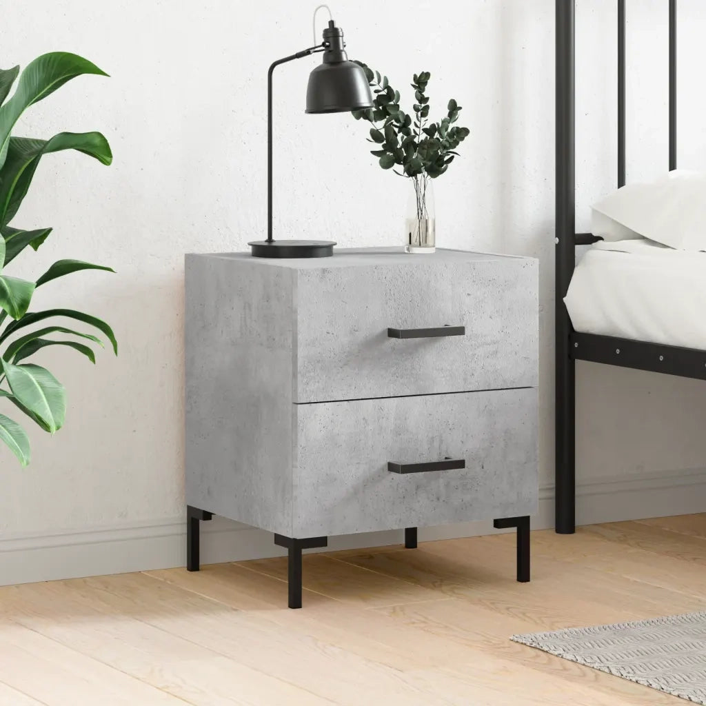 Comodino | Armadio da Notte | Mobiletto da notte Grigio Cemento 40x35x47,5 cm in Legno Multistrato