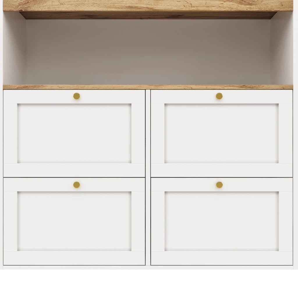 Mobile contenitore girevole 105x39x102 cm in MDF bianco， 4 cassetti
