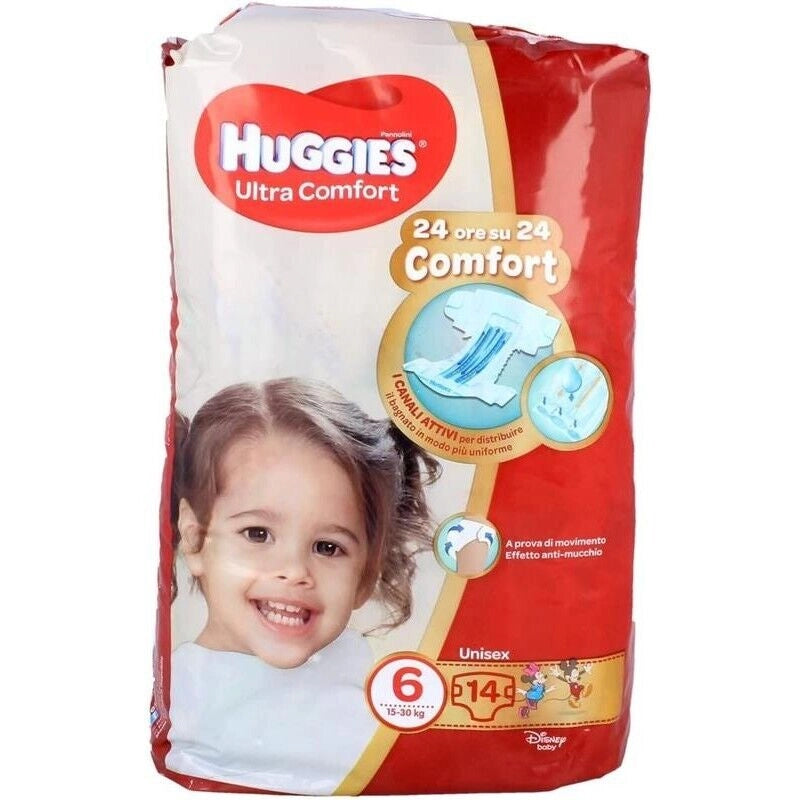 HUGGIES ULTRA COMFORT PANNOLINI IN CONFEZIONE DA 14 PEZZI TAGLIA 6 15-30 KG
