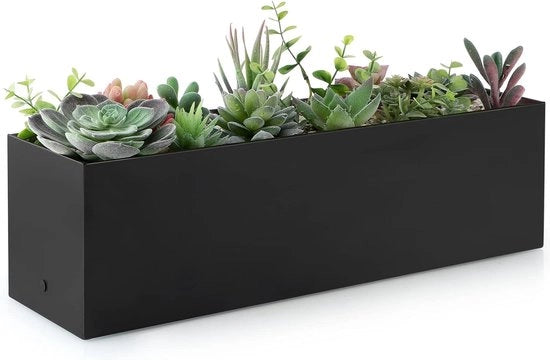 Pianta grande in acciaio inossidabile - adatto per interni ed esterni - 1 pezzo - nero lucido - 43 cm