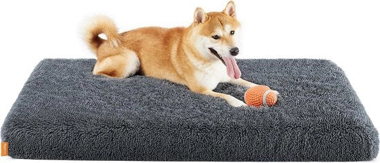 Letto per cani XL - Cuscino per cani in piuma per cani di taglia media e grande - Grigio scuro - 110 x 73 x 10 cm