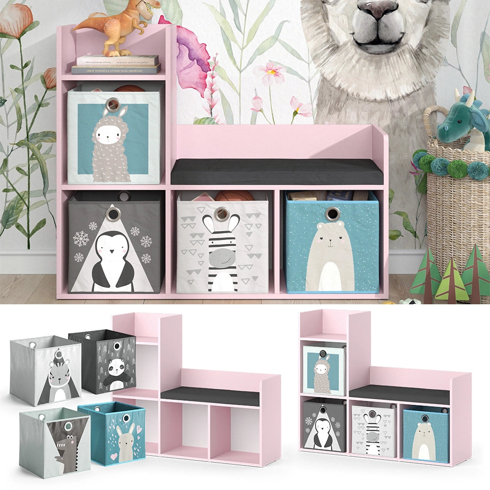 Vicco Libreria bambini rosa 107.2 x 88.6 cm con 2 scatole pieghevoli (grigio)