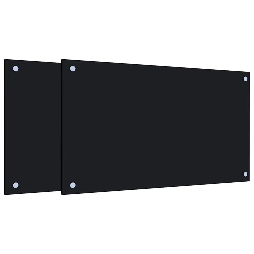 Paraschizzi per Cucina 2 pz Neri 70x40 cm in Vetro Temperato 3315795