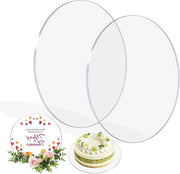 Piatti per torte in acrilico rotondi 24,5 cm - Piatto rotondo per torta trasparente - Piatto per torta in cartone riutilizzabile - Disco circolare per torte e progetti di artigianato DIY - Set da 2