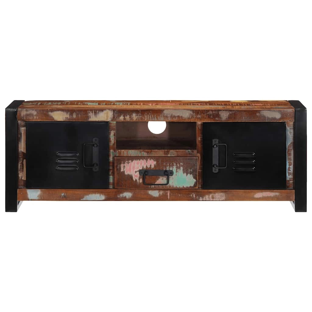 Mobile porta TV 100 x 30 x 35 cm grande e pratico contenitore per il soggiorno stile industriale legno di recupero marrone 02_0057635