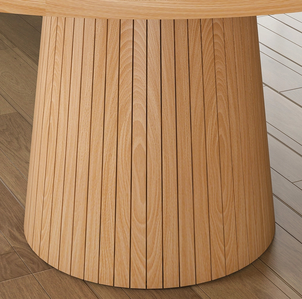 Tavolo da pranzo rotondo ?110 cm in MDF impiallacciato rovere con base a colonna