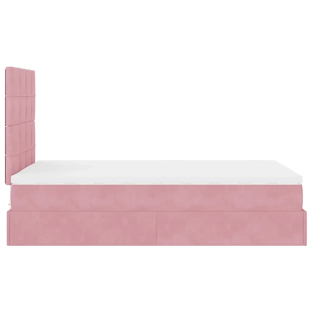 Struttura Letto Pouf con Materassi Rosa 120x190 cm Velluto 3313462