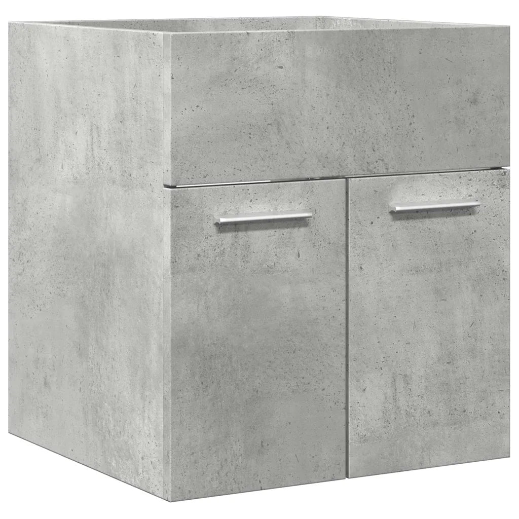 Set Mobili da Bagno | Armadio da bagno 2 pz Grigio Cemento in Legno Multistrato