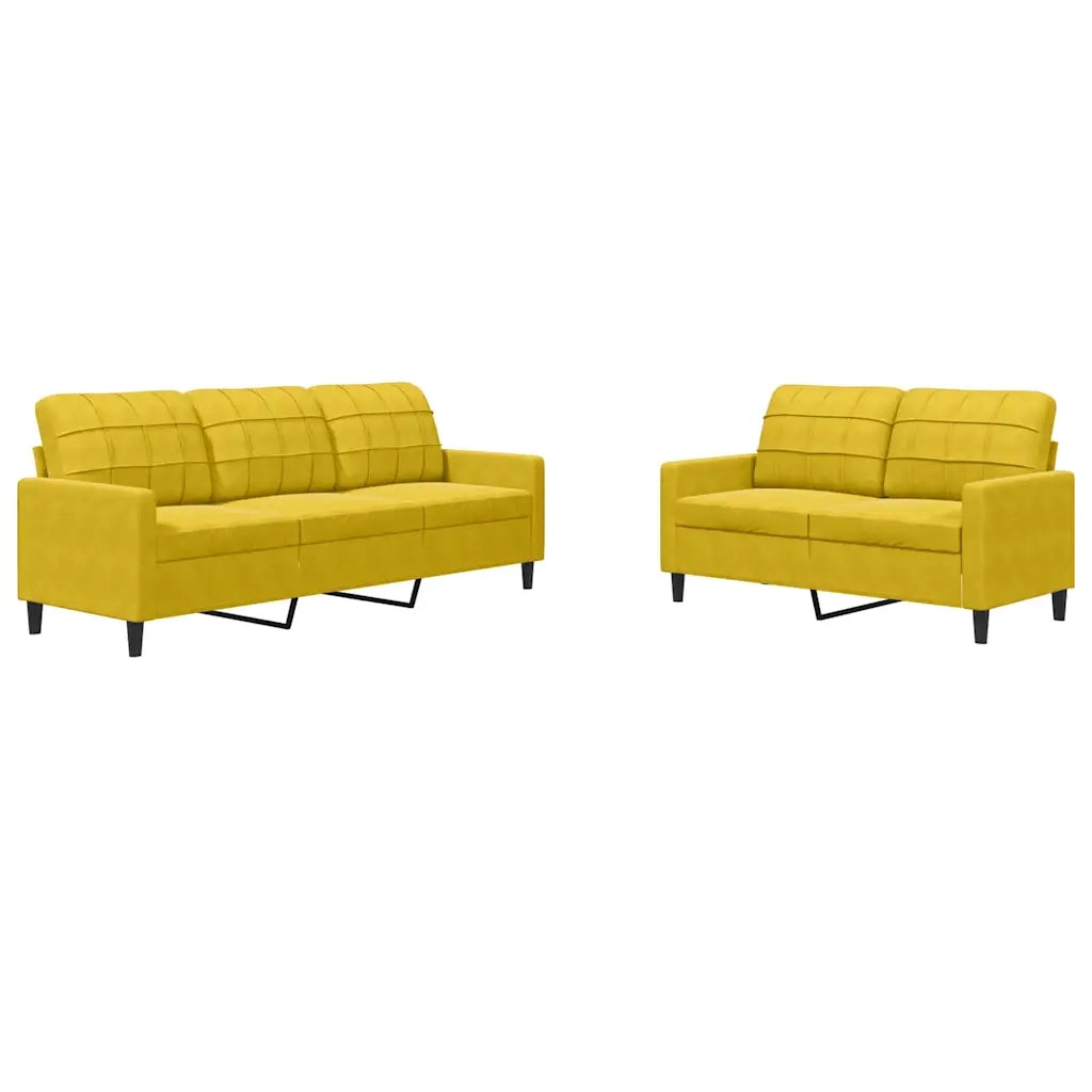 vidaXL Set di Divani 2 pz con Cuscini giallo in Velluto