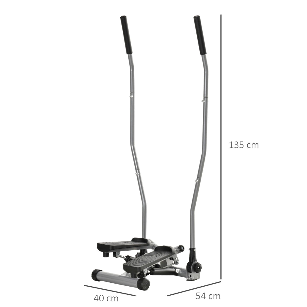 EasyComfort Stepper Fitness con Maniglia e Bande Elastiche, Stepper con Monitor LCD per Allenamento a Casa e Palestra, Argento