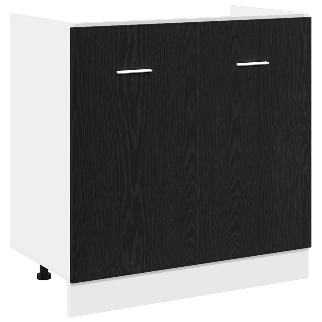Mobile Sotto Lavello Rovere Nero 80x46x81,5 cm Legno Ingegnerizzato 863227