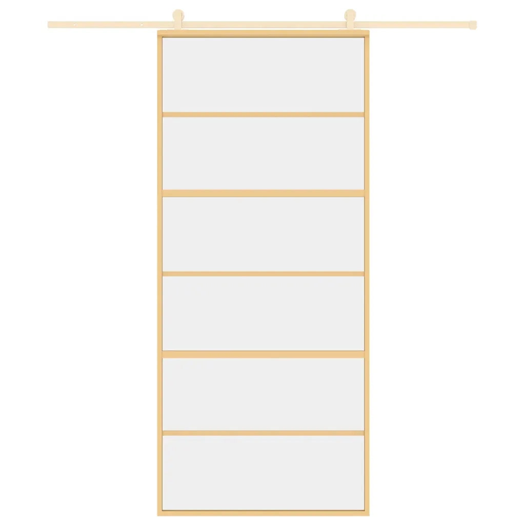 Porta Scorrevole Dorata 90x205 Vetro Trasparente ESG Alluminio 155161