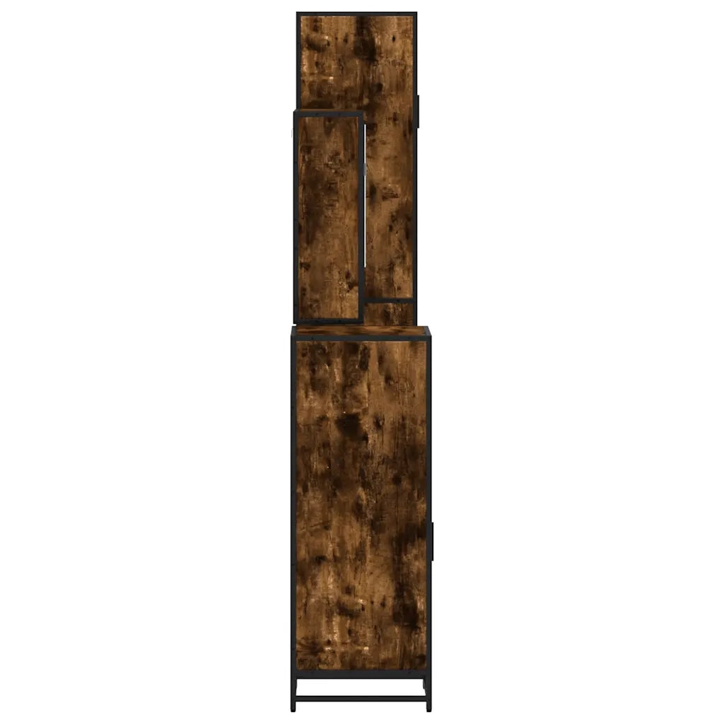 Set Mobili da Bagno 4 pz Rovere Fumo in Legno Multistrato