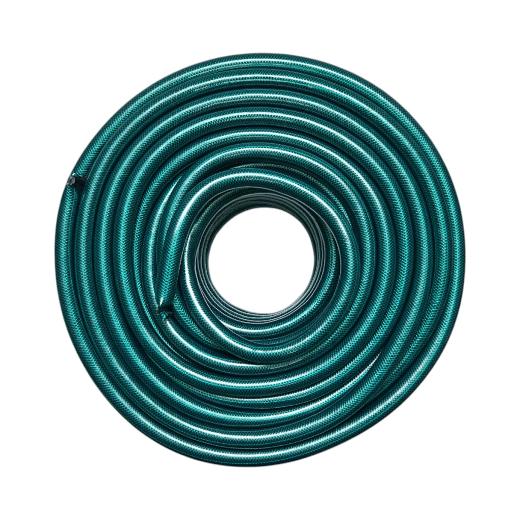 Tubo da giardino in PVC verde da 3/4 pollici (19 mm), barra PN4 con inserto tessile intrecciato, rotolo da 50 m