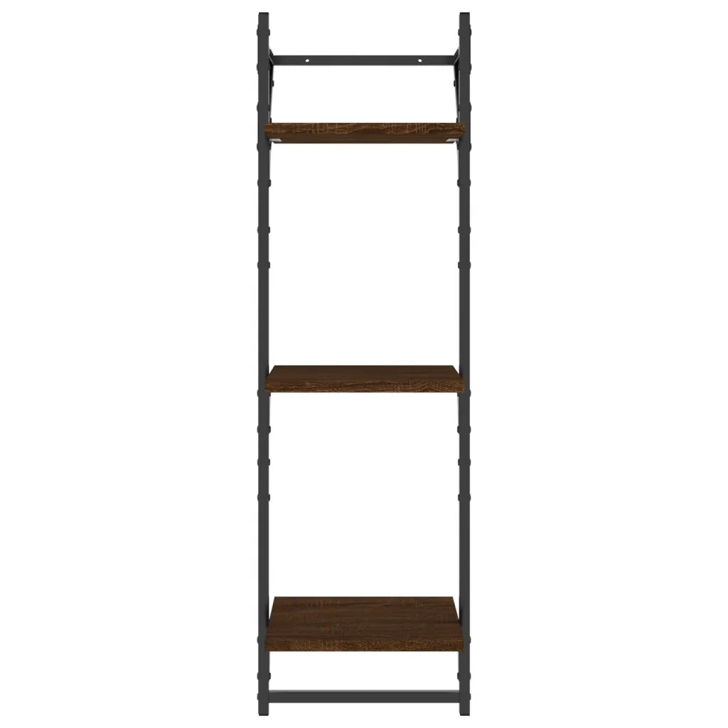 Mensole Muro con Aste 3 Livelli 2pz Rovere Marrone 30x25x100cm